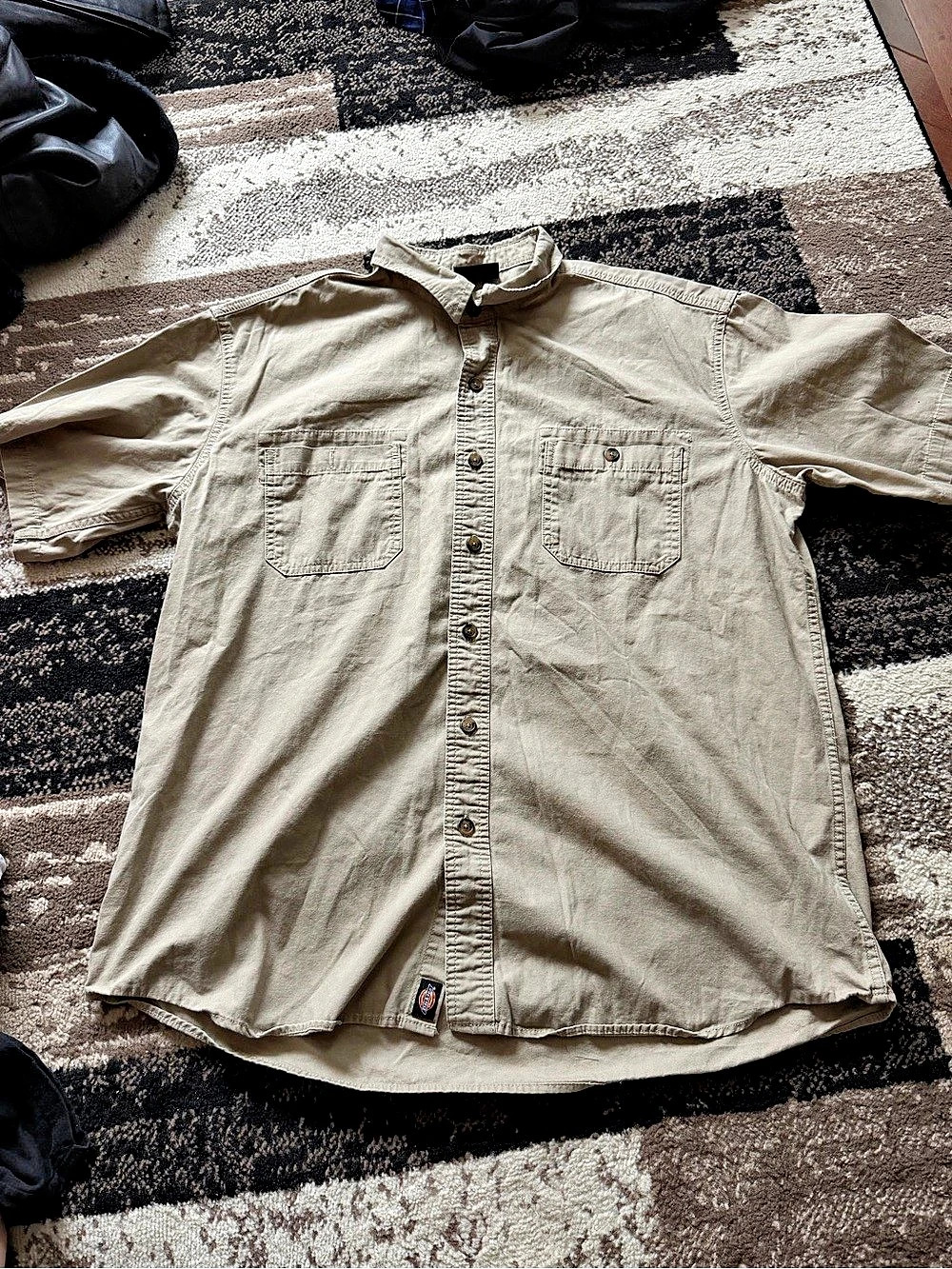 Dickies Short Sleeve button up Work Shirt Beige